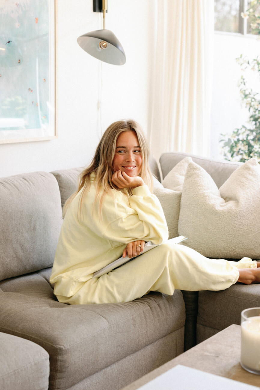 Mary Ralph Bradley wearing yellow sweatsuit.