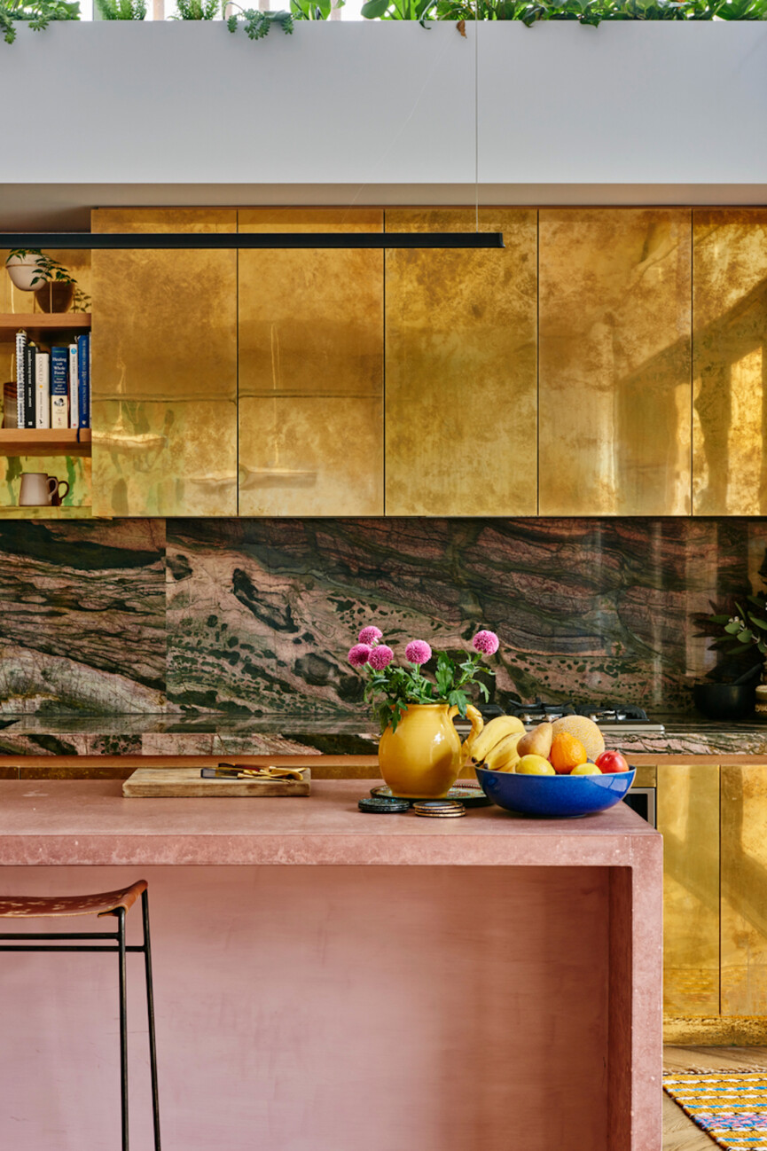 Maximalist bright kitchen paint.