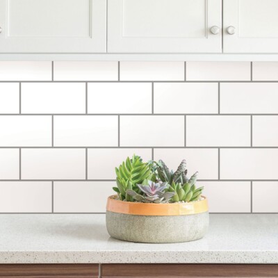 Subway tile peel and stick backsplash