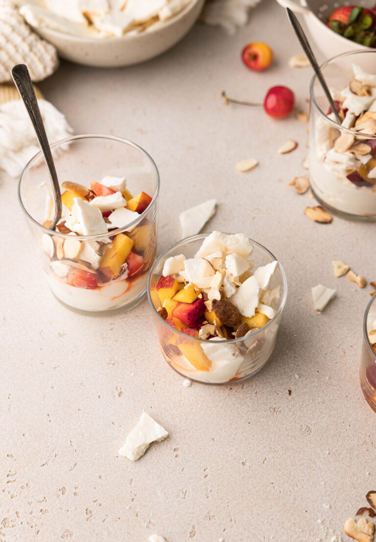 summer fruit salad with meringue