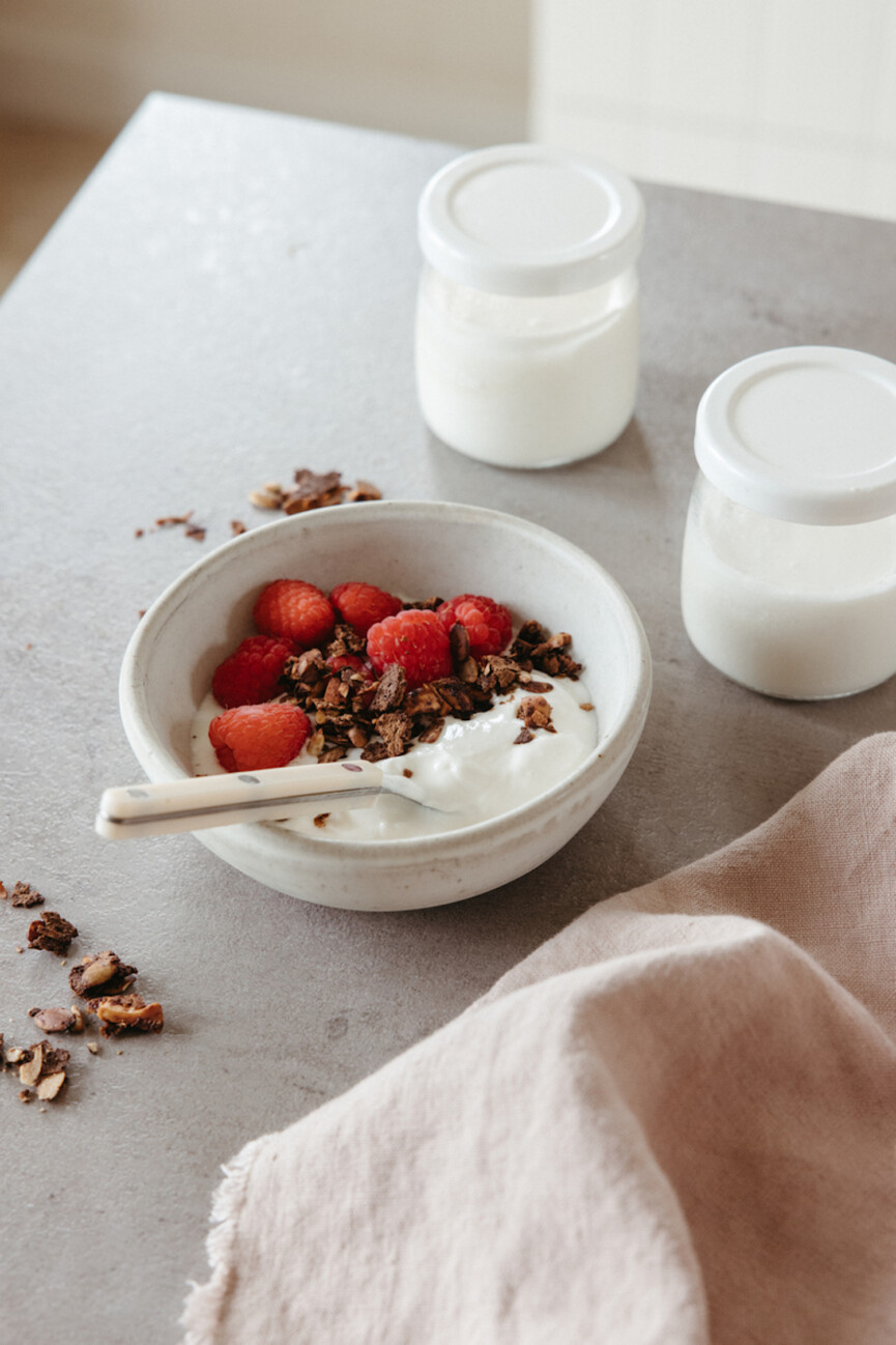 Yogurt and granola.