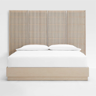 Batten White Oak King Plinth-Base Bed