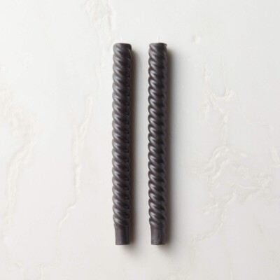 black twisted caper candles
