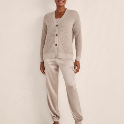 Washable Silk Drawstring Cargo Joggers