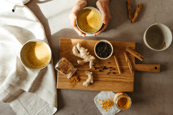 Golden milk cozy beverage