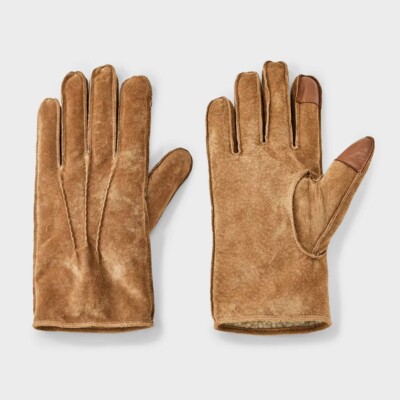 faux shearling gloves