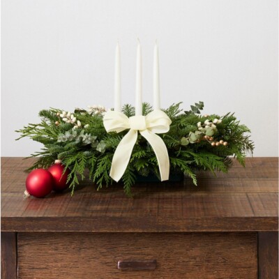 Winter white holiday center piece, L.L. Bean