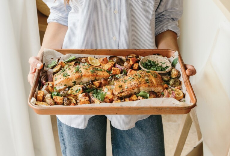 mustard-roasted salmon & veggies