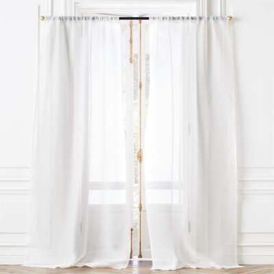 Warm White Linen Sheer Window Curtain Panel, CB2