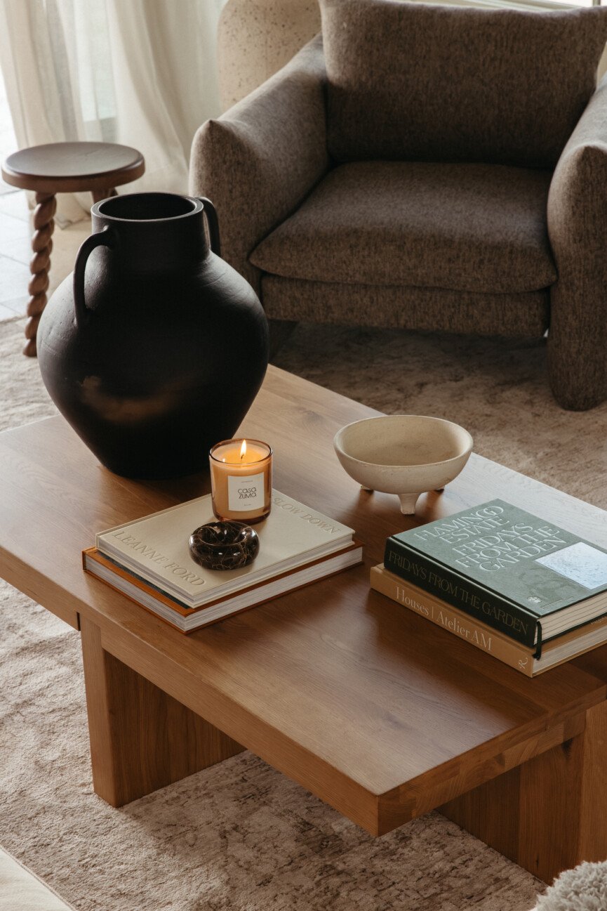 Camille Styles Austin Home Living Room - coffee table styling