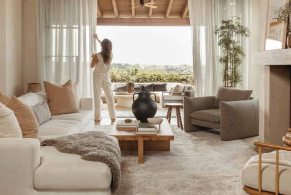 Camille Styles Living Room Austin House sheer curtains