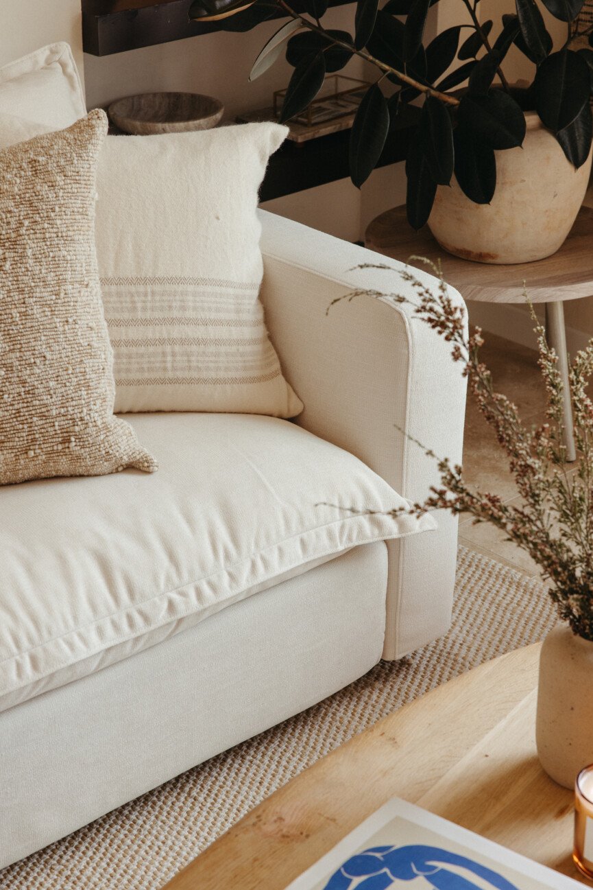 Cozy White Couch Living Room Design