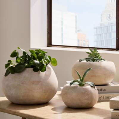 Textured stone planter, west elm
