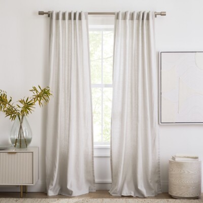 Sheer European Flax Linen Curtain, West Elm