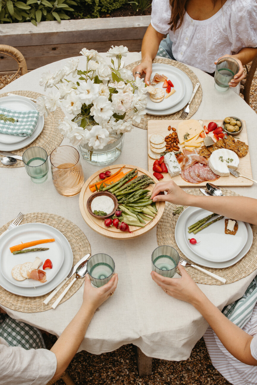Garden Party dinner party - cheese board - summer - appetizers