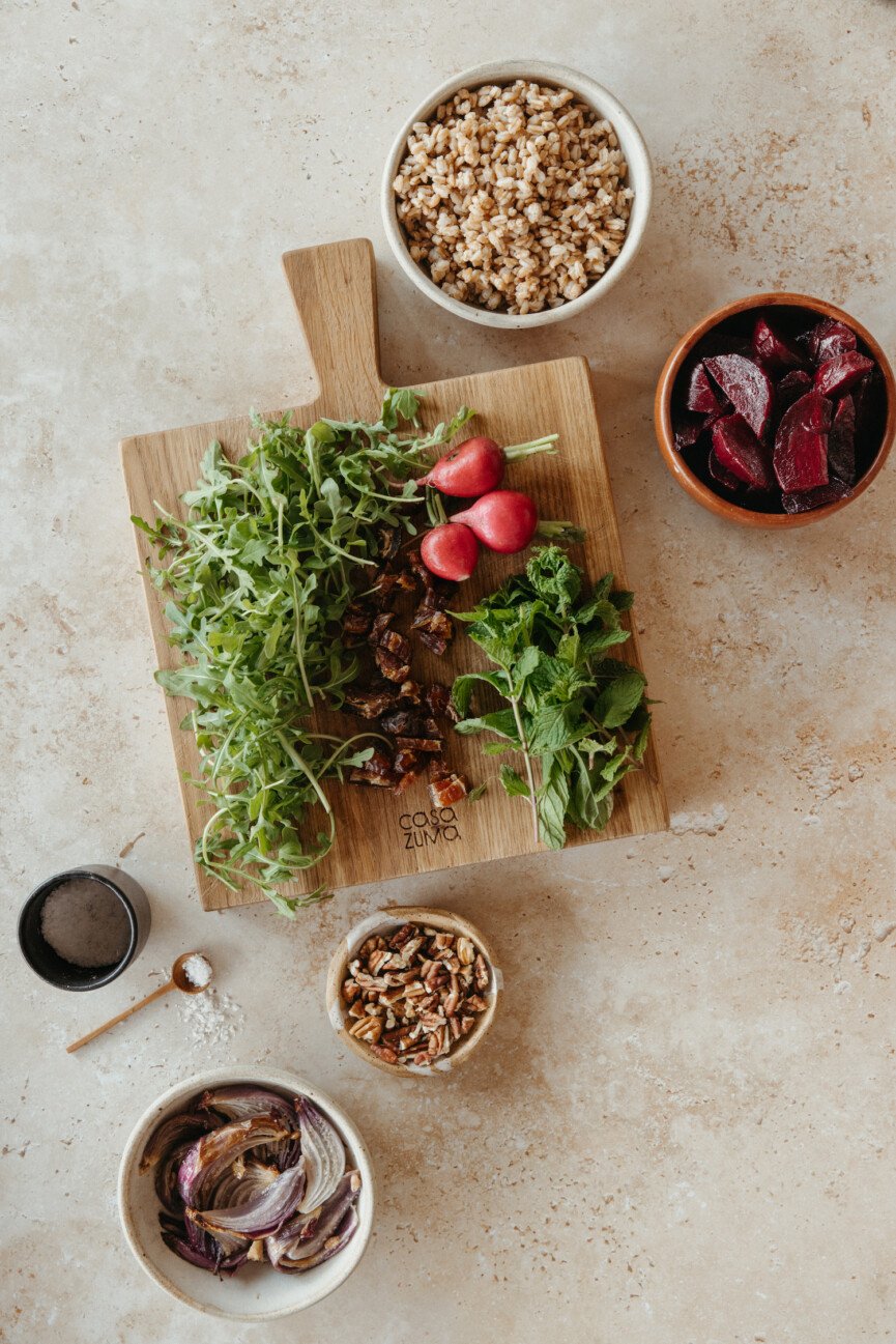 beet farro goat cheese salad
