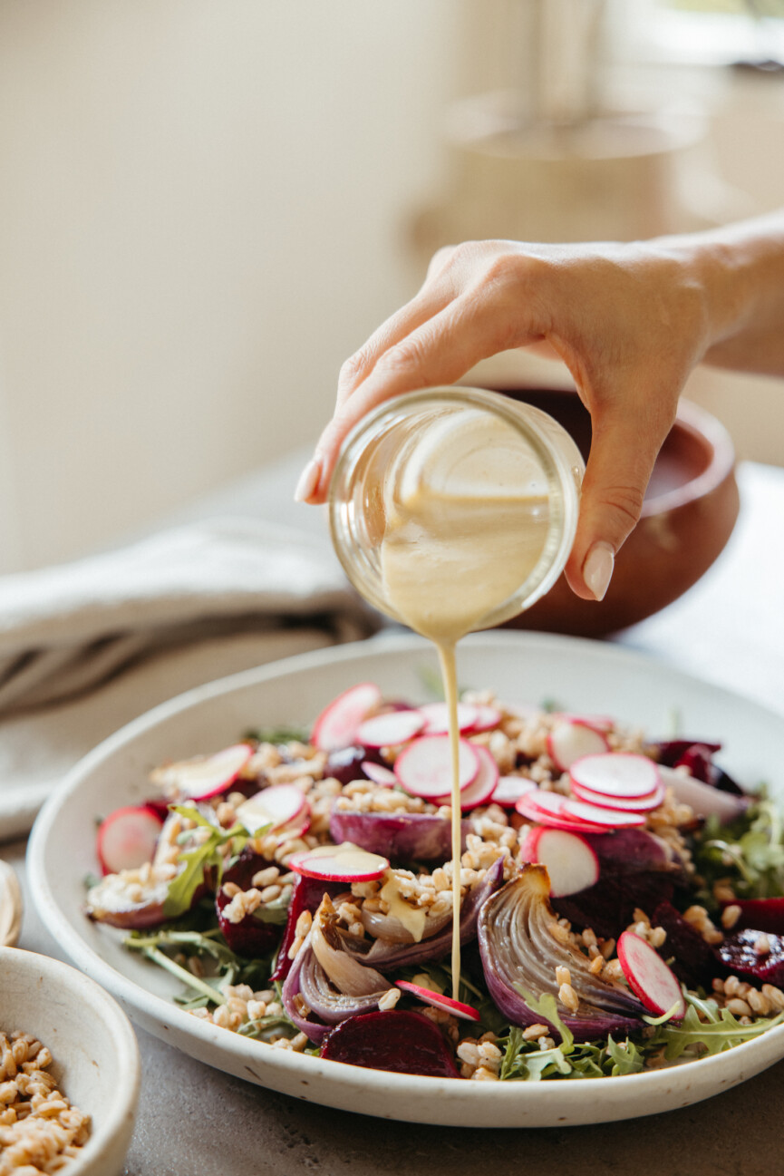 beet farro goat cheese salad