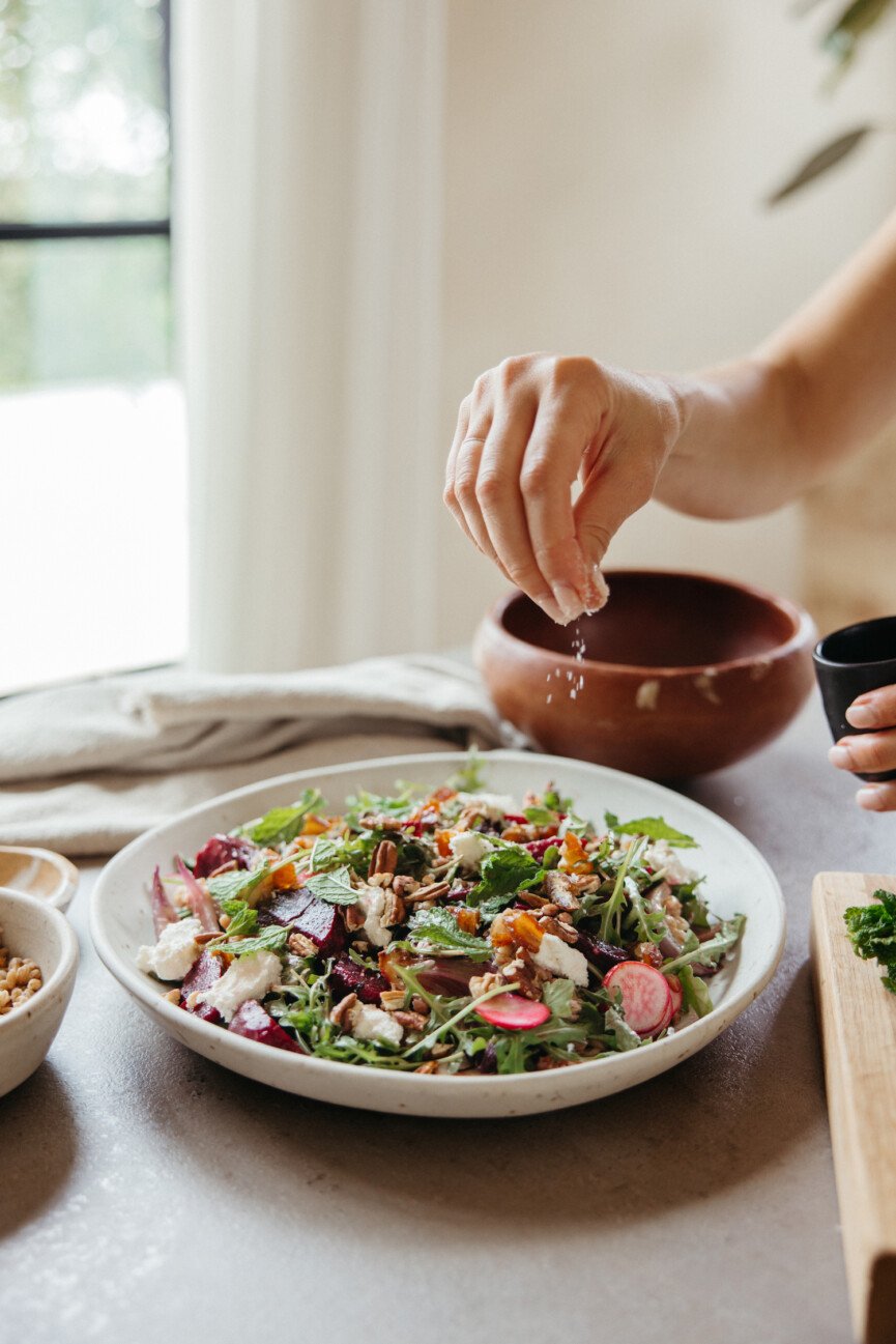 beet farro goat cheese salad