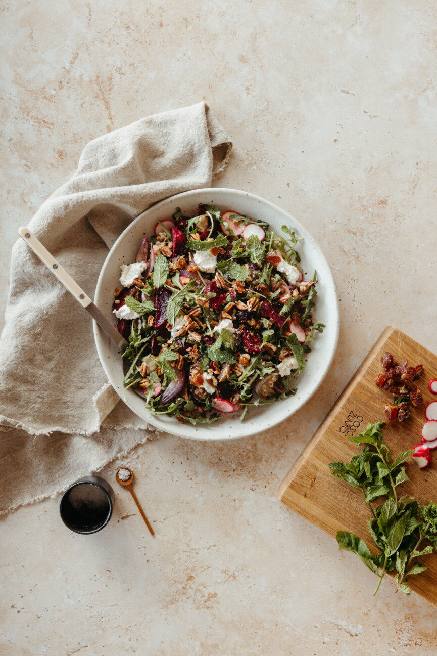 beet farro goat cheese salad