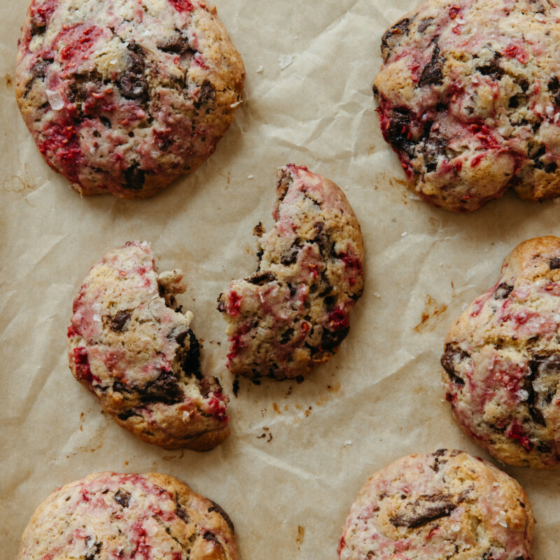 raspberry chocolate chunk cookies