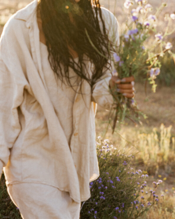 Woman carrying flowers