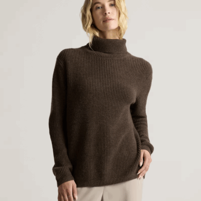 Mongolian Cashmere Fisherman Turtleneck Sweater