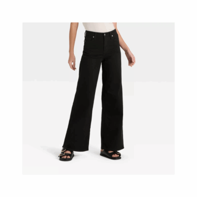 high rise wide leg black jeans