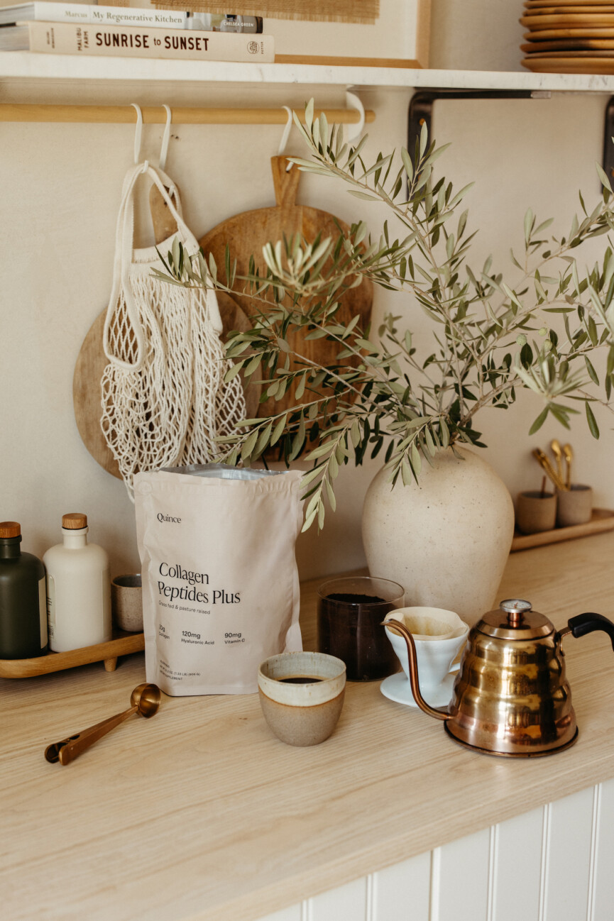 Collagen peptides in coffee.