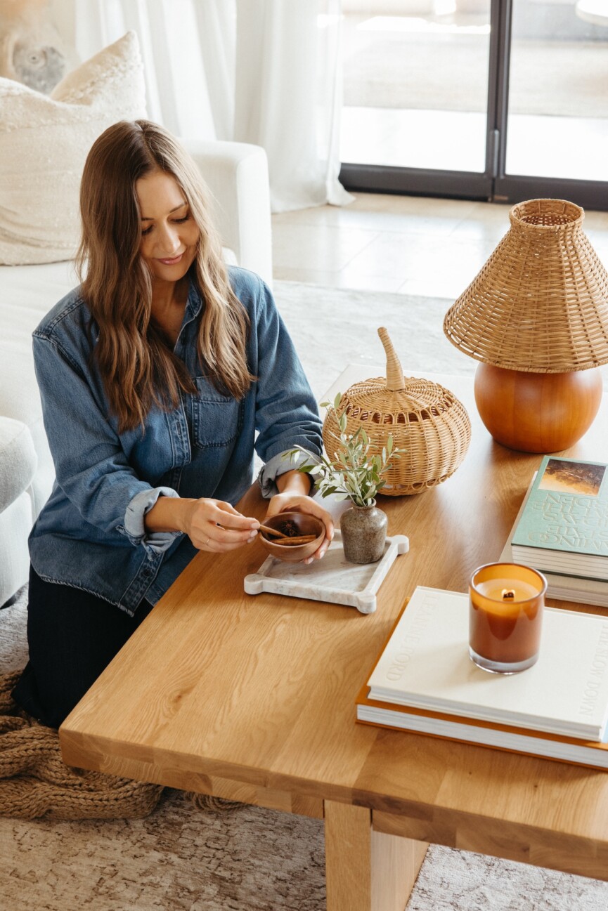 Woman lighting candle