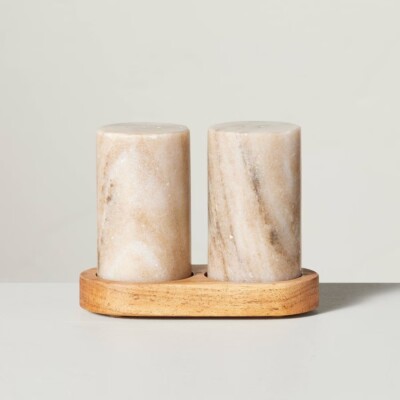 marble salt and pepper shakers