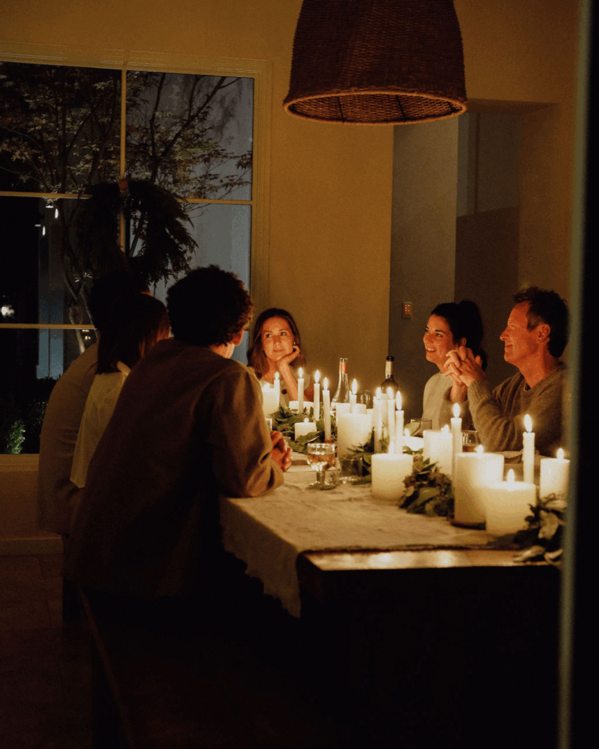 candlelit holiday dinner party