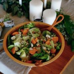 little gem salad with persimmon and gorgonzola