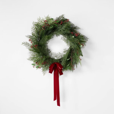 Red and Green Holiday Wreath