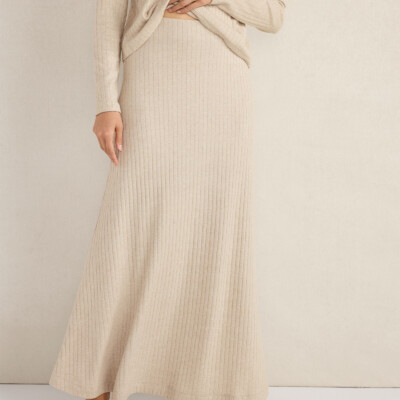 Lurex Rib Knit Maxi Skirt