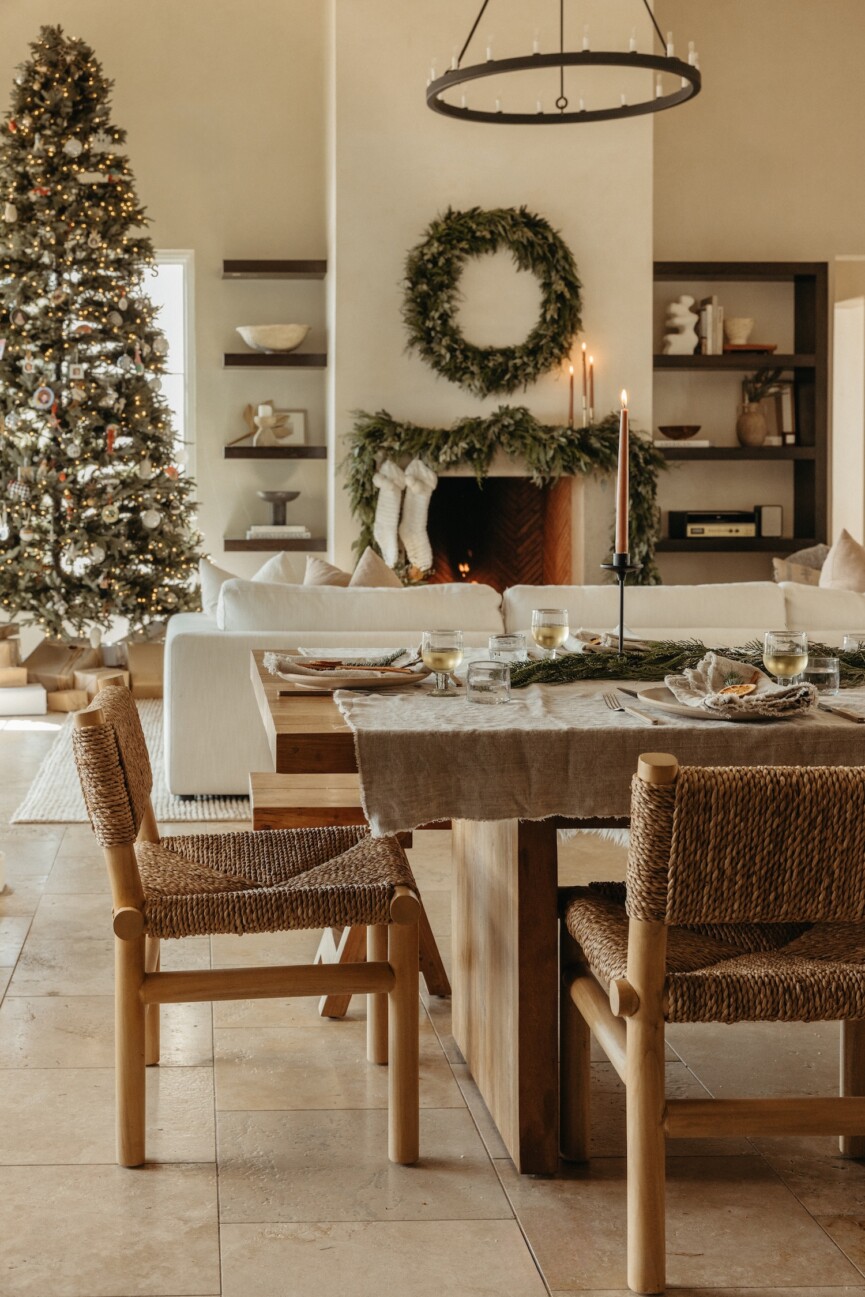 neutral holiday scene with dinner table