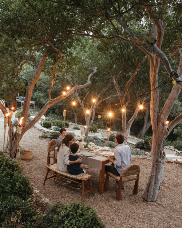 family dinner outside