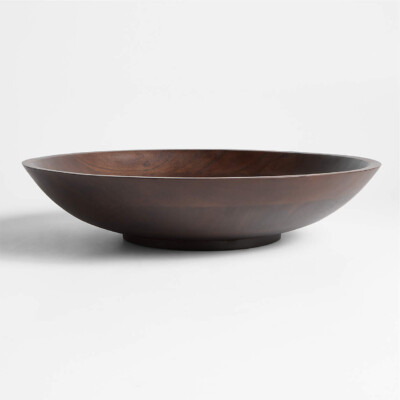 Madeira 17" Walnut-Finished Acacia Wood Salad Serving Bowl, Crate and Barrel