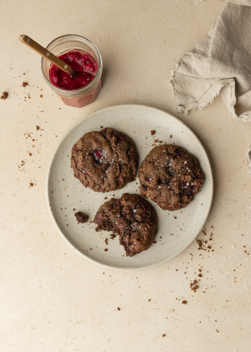 easy brownie raspberry cookies