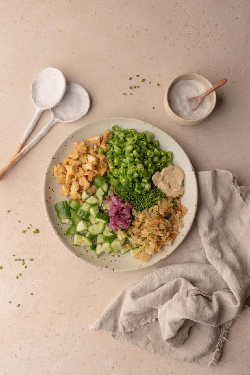 cucumber crispy rice salad