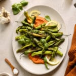 Charred Shishitos with Romesco, Lemon & Herbs