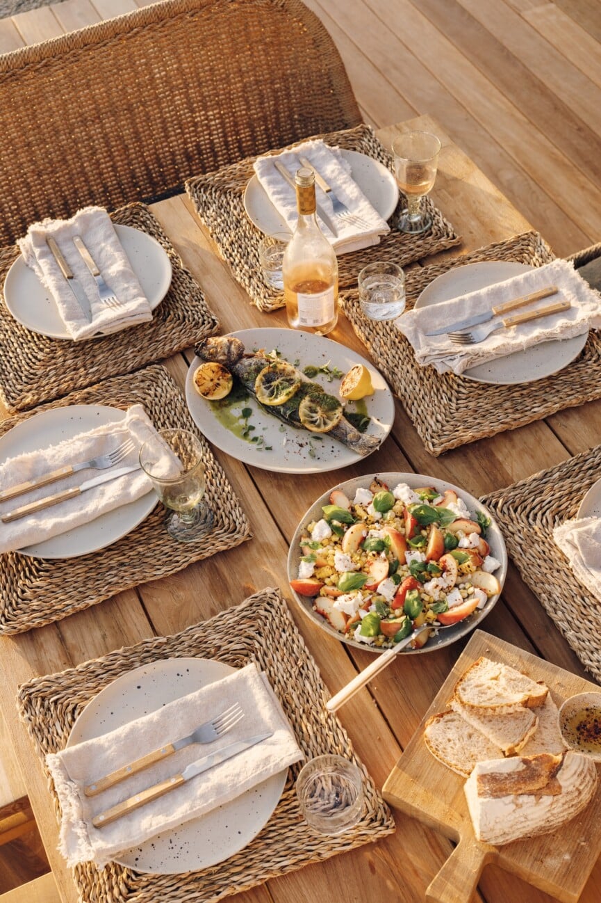 Grilled Corn & Peach Salad - summer dinner party