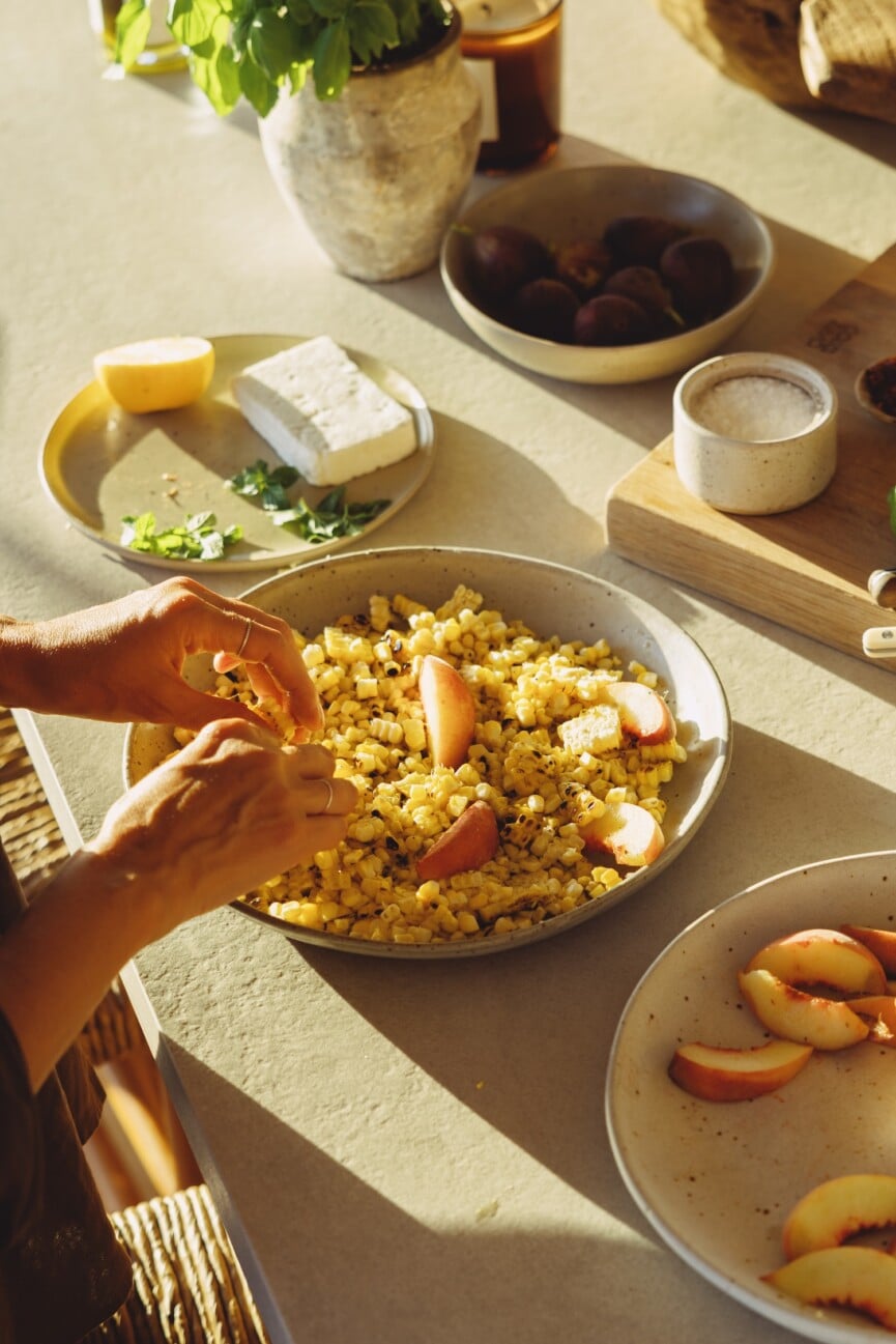 Grilled Corn & Peach Salad