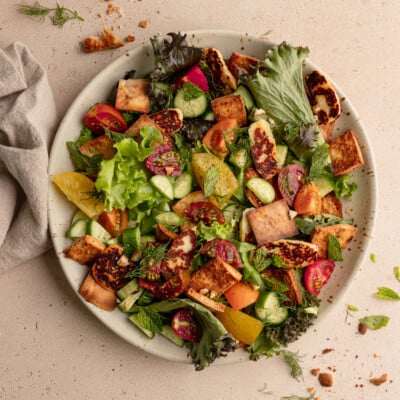 herby heirloom tomato fattoush salad