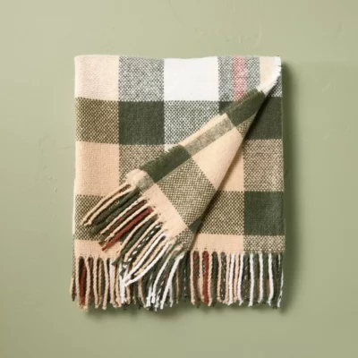 Green and brown plaid throw, Target