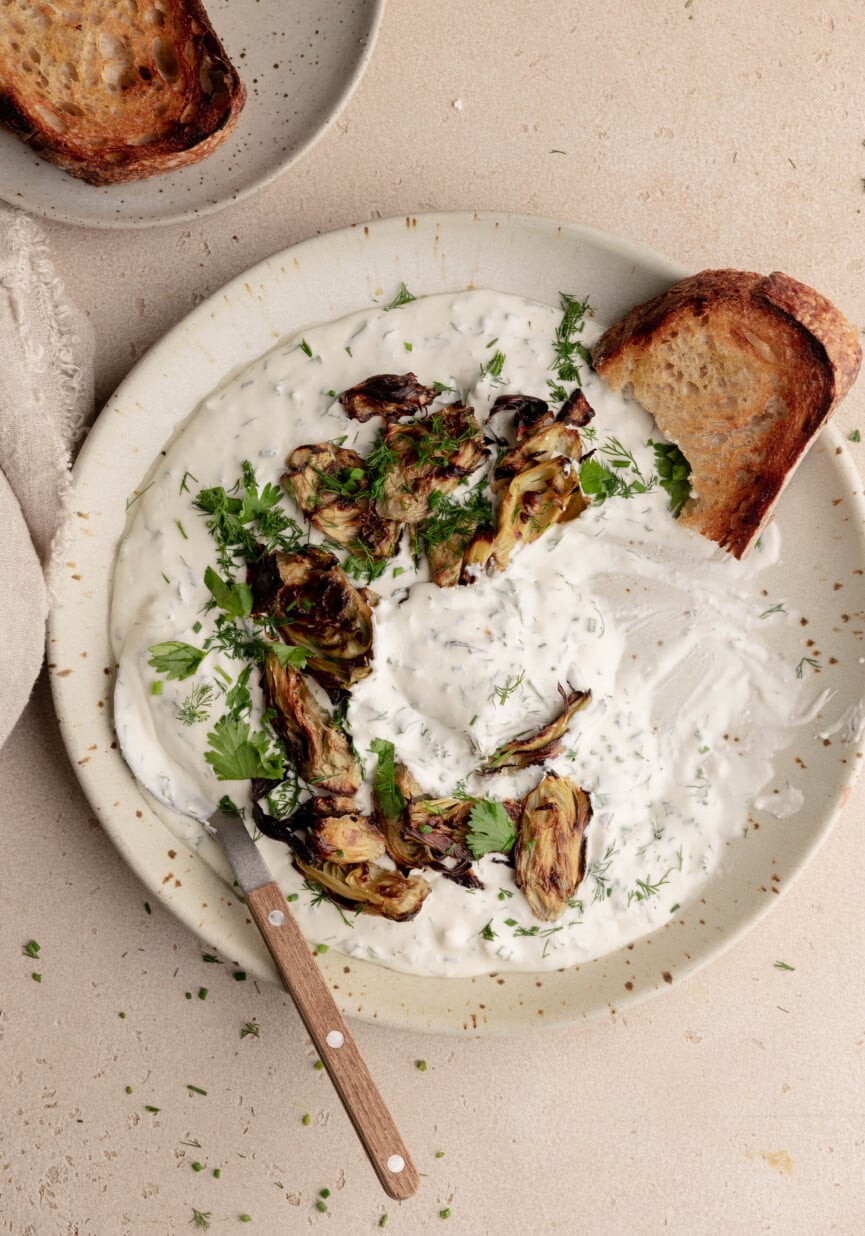 whipped feta baked artichokes